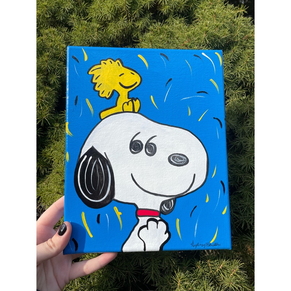 Snoopy & Woodstock Hand Painted Canvas Wall Art